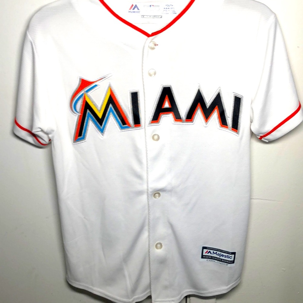 White  Majestic Miami Marlins Baseball Jersey
